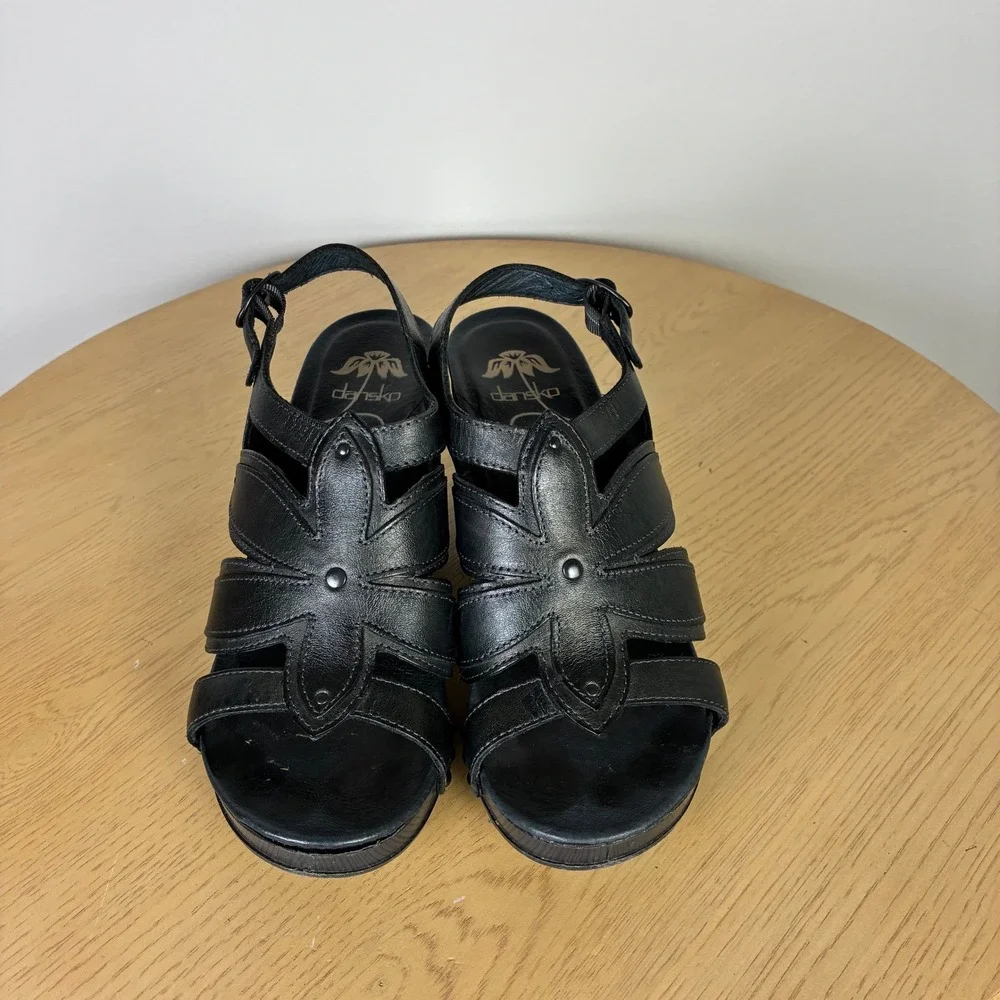 Dansko Nina Slingback Leather Heel Sandals Women's EU 38 US 7.5 Floral Summer - Picture 2 of 8